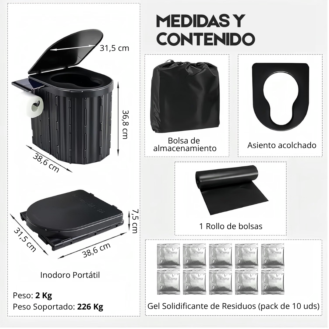 Inodoro Portátil Plegable Para Emergencias y Viajes