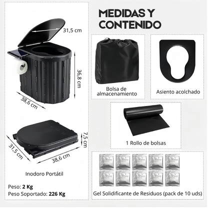 Inodoro Portátil Plegable Para Emergencias y Viajes